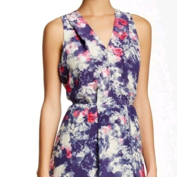 Rebecca Taylor Y2K Rose Garden Silk Floral Feminine Sleeveless V Neck Mini Dress - Picture 1 of 10